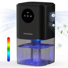 Portable Home Dehumidifier, 7-Color Gradient Light, Pull-Out Water Tank For Easy Cleaning, Semiconductor Condensation Dehumidification Technology, Designed For Bedroom, Basement, Bathroom, Garage, Closet, Kitchen, Office And RV, Quiet Operation - Black - View 9