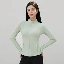 Women's Sun Protection Clothing, New Summer Model, High Collar, Breathable And Fitted Yoga Jacket, Cooling Effect Sun Protection Jacket For Outdoor Use - Grey [Upgraded Version With Zippered Pocket] - View 10
