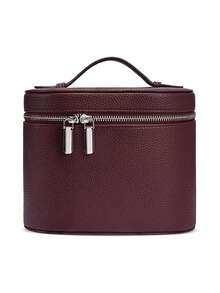 Travel Makeup Bag PU Leather Cosmetic Organizer Case With Handle, Large Capacity Vanity Storage Bag For Toiletries, Skincare & Beauty Essentials - Multicolor - View 11