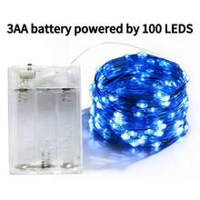 Lampu Hias Bertenaga Baterai AA, Ukuran 2m (20 LED), 3m (30 LED), 4m (40 LED), 5m (50 LED), Cocok untuk Pernikahan, Liburan, Kamar Tidur, Pesta, Suasana, Samping Tempat Tidur, Ruangan, Pencahayaan Dekoratif - Biru - View 14