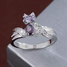 1pc Cute Cat Shaped Cubic Zirconia Inlaid Ring For Women - Multicolor - View 36