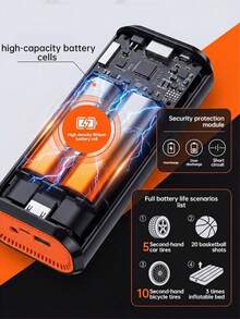 便攜式充氣泵附壓力表空氣壓縮機 - 汽車配件，快速汽車充氣泵，150PSI 汽車充氣泵附 LED 燈，迷你智能充氣泵，適用於汽車/自行車/摩托車/運動球 (7.4V 1500MAH) - 黑橙色 - 查看 9