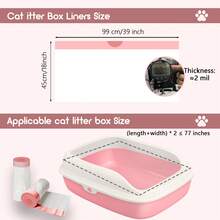 Forros para caja de arena para gatos - Jumbo 39x18 pulgadas, 30 unidades | Forros para caja de arena para gatos extra gruesos y resistentes a rasgaduras | Bolsas para caja de arena resistentes con cordón para una limpieza fácil, sin perfume - Ver 2