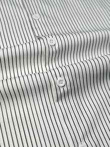 Áo sơ mi nam tay dài họa tiết sọc công sở thường ngày, mùa thu - trắng - Xem 8