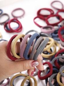 50个/套 女士高弹力橡胶发圈 - 彩色 - 查看 5