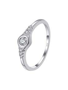 AETOLIA Nhẫn bạc S925 Sterling Silver đính đá Zirconia tròn thanh lịch dành cho nữ, nhẫn đính hôn và cầu hôn kiểu solitaire cổ điển, món quà trang sức cưới lấp lánh cao cấp. - SR030 - Xem 13