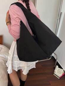 Mẫu mới về: Túi đeo chéo một vai thanh lịch, túi xách cỡ lớn, túi đeo nách độc đáo tinh tế dành cho nữ, mùa xuân/hè. - màu đen - Xem 7