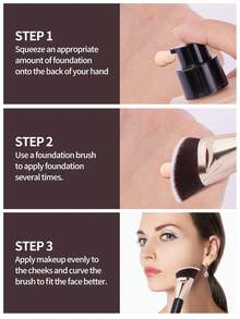 MAANGE 1pc Round Flat Foundation Brush With Case, Skin-Friendly Makeup Tool - Multicolor - View 8