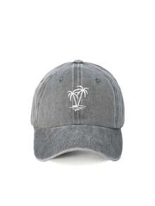 1pc "Coconut Tree" Printed Distressed Vintage Washed Baseball Cap, Polyester, Unisex Outdoor Fashion Accessory, Durable Headwear,Summer,Beach,Holiday,Festival,Travel - Coconut Trees - View 6
