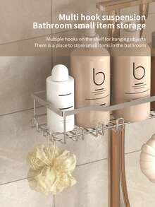 1pc Wall-Mounted Metal Shower Caddy, Bathroom Hanging Rack, Fits Most Shower Rods, For Shampoo, Conditioner And Soap Storage, Rust-Proof Overhead Shower Organizer, Suitable For Bathroom, Shower Shelf - Multicolor - View 7