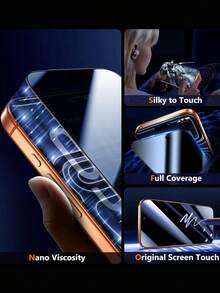Shockproof Privacy Screen Protector 2pcs 17 Pro Max Privacy Anti-Spy Tempered Glass Screen Protector, Easy Installation, 9H Hardness, Scratch-Resistant, Compatible With Phone Cases, Full Screen Coverage, Bubble-Free, Suitable For 17 Pro Max/17 Pro/17 Air/17e/116 Pro Max/16 Pro/16 Plus/16e/16/15/14/13/12/11, Phone Accessories, Essential For Daily Life And Office Use, Mother's Day Gift - Black - View 5
