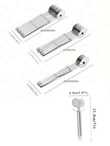 7/5/3轮不锈钢披萨刀，多功能圆形面团刀，滚动式饼干糕点切割器，省时切片工具，适用于烘焙糕点、披萨、蛋糕、意面、华夫饼、面包、三明治 - 銀色 - 查看 12