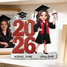 1pc Customized Name Graduation Acrylic Engraved Plaque, Personalized Acrylic Block Plaque Keychain Phone Stand For Graduates Birthday Anniversary - A-graduation Cartoon Card Brick - View 15