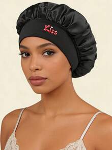 Berretto unisex personalizzato con scritta "Kiss" in raso, berretto da notte morbido e confortevole, cuffia da notte in seta con ampia tesa elastica per la protezione dei capelli, per il lavaggio del viso e del trucco, cuffia da doccia per uso quotidiano, estate, spiaggia - Multicolore - Visualizzare 8