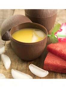 6/3pcs Hawaiian Theme Coconut Cups With Lids And Flower Straws, Suitable For Desserts And Ice Cream, Beach Party, Pool Party, Summer Outdoor Activities, DIY Drinks, Graduation Celebration, Indoor Home Decor - Multicolor - View 8