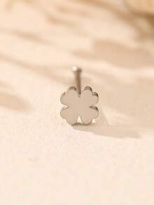 1个不锈钢极简四叶草鼻钉，百搭日常佩戴，适合女性 - 銀色 - 查看 3