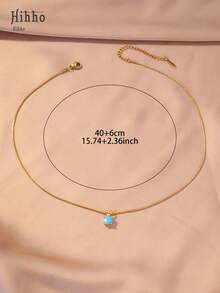 Hihho 1 chiếc dây chuyền mặt đá Zirconia đơn giản màu xanh ngọc lam dành cho nữ, dây xích dạng rắn bằng thép không gỉ màu bạc/vàng, dây chuyền độc đáo và thanh lịch. - màu xanh ngọc lam - Xem 5