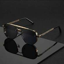 1pc Fashionable Minimalist Metal Large Frame Glasses, Essential For People - Multicolor - View 8
