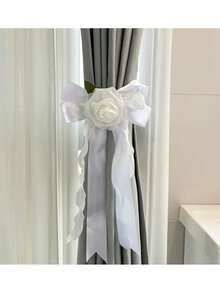 1pc White Butterfly Decor For Wedding Car Rearview Mirror, Backrest, Door Handle, Rearview Mirror, Faux Flower Bouquet, Ribbon, Wedding Wrist Corsage, Indoor Home Decor - Multicolor - View 7