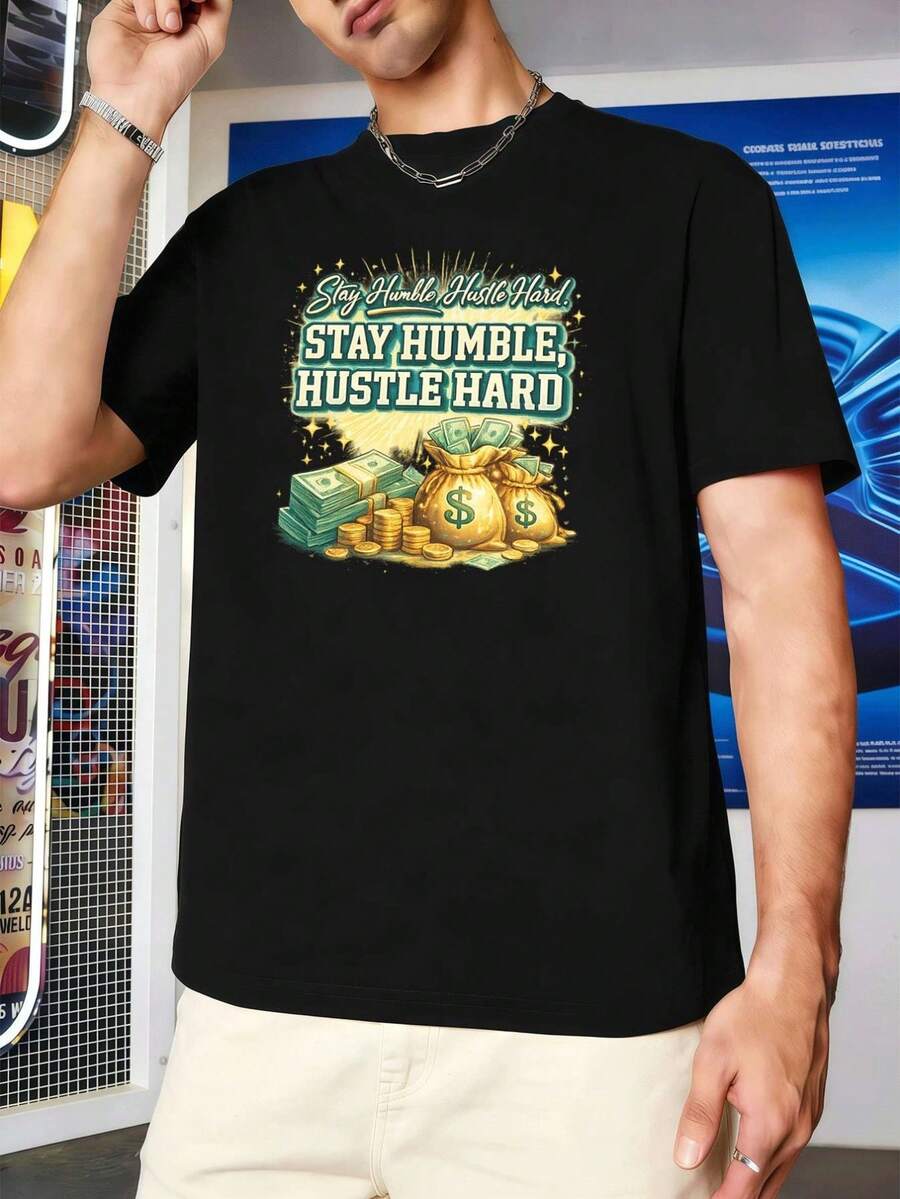 Men Plus Size T-Shirts - Black - View 1
