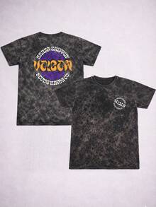 Stonewashed Basic Comfortable T-Shirt For Everyday Wear, Sizes PP To GG, Volcom Art Streetwear Urban Culture Street Fashion Street Graffiti Skater Skateboard Shirt Blouse Unisex Men's Women's 100% Cotton Top Premium Streetwear New Release Immediate Shipping Various Colors!! Plus Size - 黑色 - 查看 3