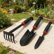 3pcs Garden Tool Set, Iron Rake And Shovel, Home Gardening Planting Tools - C - View 1