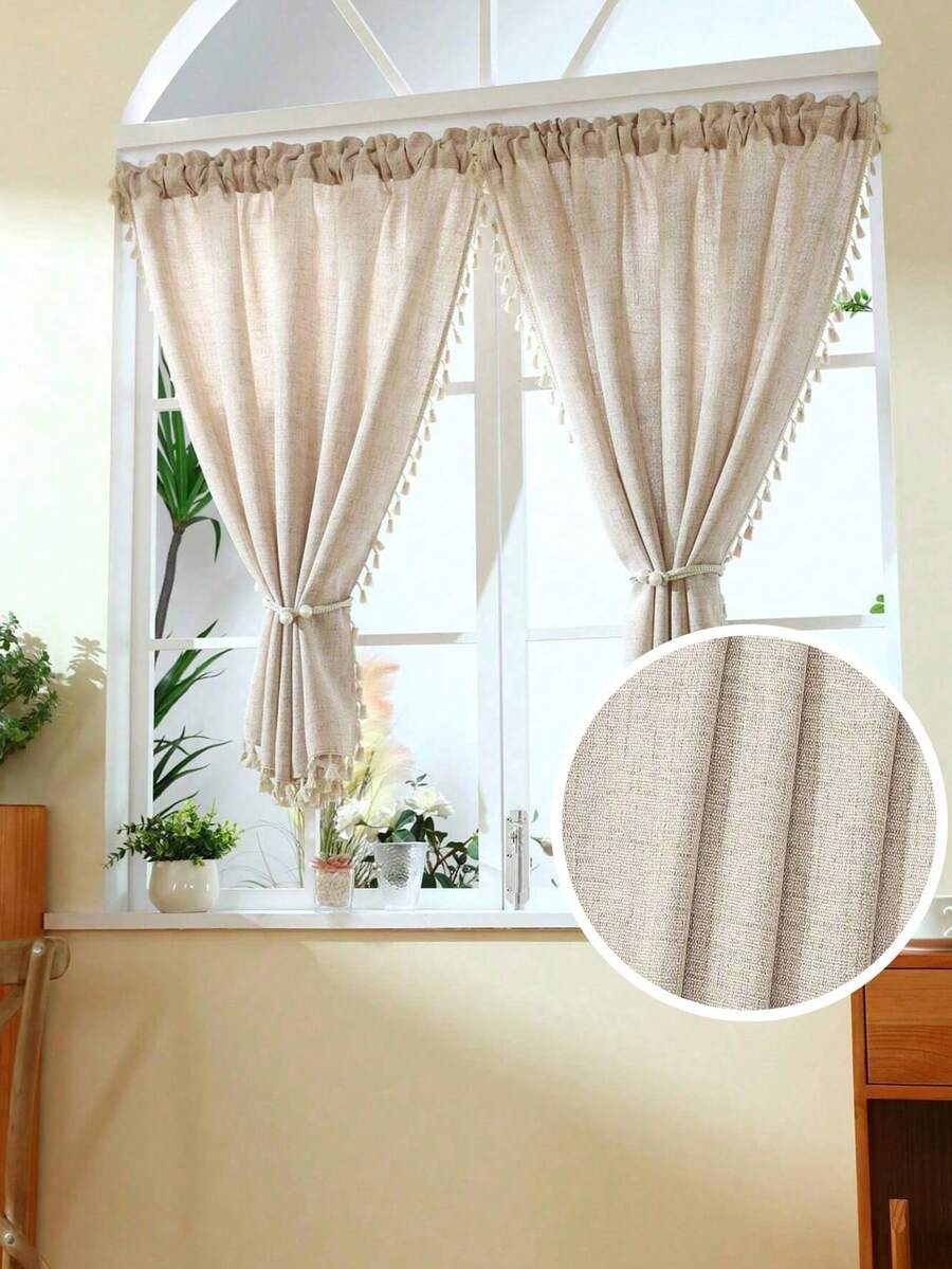 1 buah Tirai Linen Modern Tipis - Gaya Linen Jepang, Desain Kantong Batang, Cocok Untuk Ruang Tamu Dan Kamar Tidur - Tirai Tipis Dan Penyaring Cahaya, Tirai Ruang Tamu, Tirai Kamar Tidur (Pengikat Tirai Tidak Termasuk) - MultiWarna - View 1
