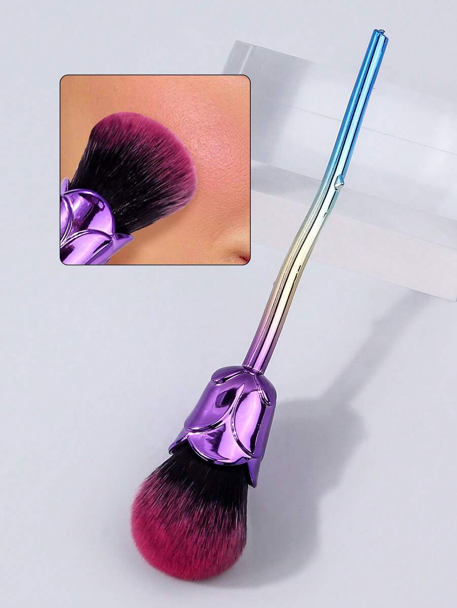 1 cọ trang điểm cao cấp hình hoa hồng ombre, cọ má hồng cỡ lớn, cọ vẽ móng, cọ trang điểm hình hoa hồng dùng để đánh phấn phủ và làm sạch bụi.