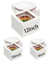 1 Hộp bánh kèm đế bánh (1 hộp và 1 đế), 12"X10"X8" / 12"X10"X8", hộp bánh màu trắng có cửa sổ, thích hợp cho bánh ngọt, bánh quy, bánh pastry, bánh pie, đám cưới, sinh nhật, Halloween. - Nhiều màu - Xem 2