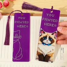 Segnalibro in acrilico con stampa di gatto e cristalli decorati con diamanti, segnalibro creativo con testo e gatto decorati con diamanti, regalo letterario per amanti dei gatti, appassionati di gatti e amanti dei libri, regalo per le vacanze - Taglia unica - Visualizzare 4
