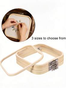 3 PiecesEmbroidery Ring, Square Bamboo Adjustable Frame, Square Embroidery Ring For Cross Stitch Craft Sewing, Small Embroidery Products Diy Embroidery Tools Diy Hand Embroidery Tool Kit, Suitable For Arts And Crafts, Convenient Sewing, Cross Stitch Products And Home Decoration - Multicolor - View 3