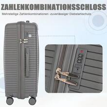 20"/24"/28" 3-Piece PP Spinner Luggage Set – Sizes With Side Handles, Hanging Hooks & Protective Feet – Integrated Combination Lock - 銀色 - 查看 6