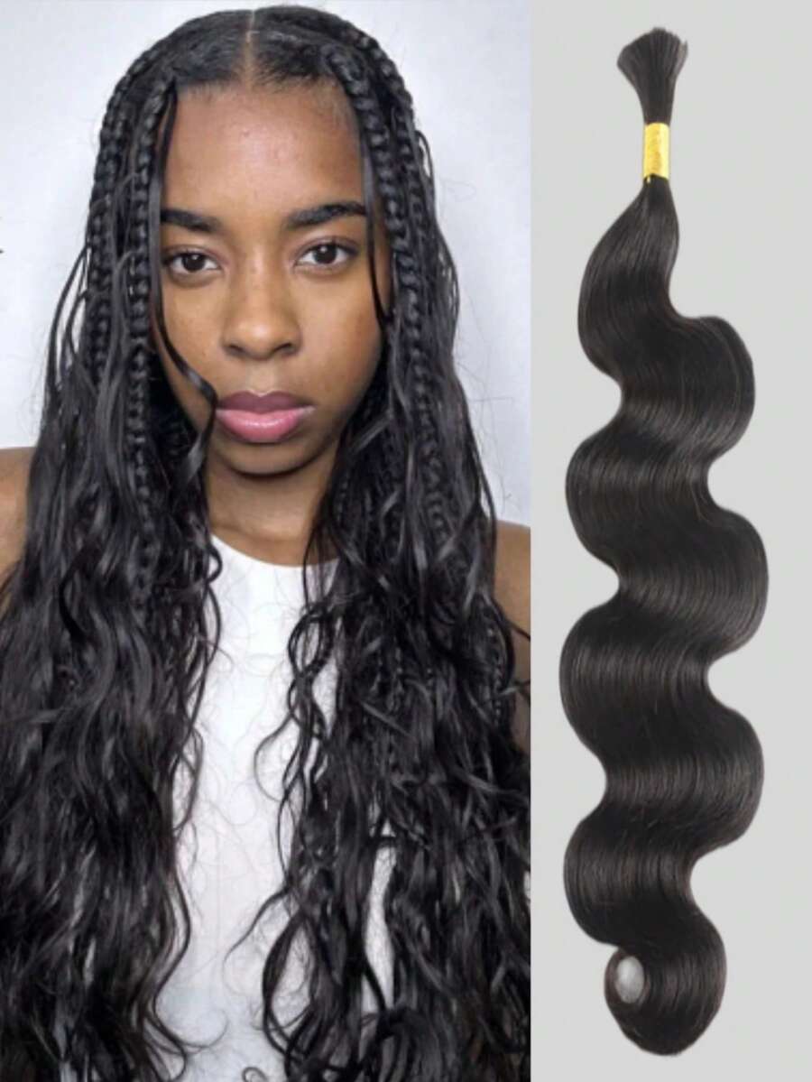 NARNI Body Wave Human Braiding Hair For Boho Braids 50g 1 Bundle Human Hair Bulk For Braiding 15A Brazilian Virgin Full And Thick No Weft Human Hair Extensions For Women Natural Black Color 8-30 Inch - Natural Black - Xem 1