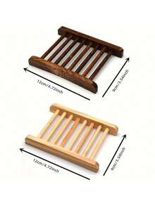 Khay đựng xà phòng bằng gỗ chống nấm mốc được nâng cấp - Khay đựng xà phòng bằng tre cacbon hóa màu tối có lỗ thoát nước, giá đựng xà phòng thủ công kiểu Bohemia cho phòng tắm/nhà bếp, giá đựng xà phòng chống thấm nước (Bộ 1/2/4 chiếc) - màu nâu - Xem 4