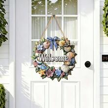 Panneau "Welcome" en bois créatif et à la mode, décoration murale à accrocher sur la porte - Multicolore - Voir 2