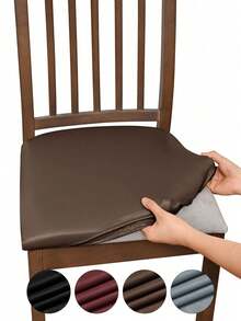 1pc/4pcs Solid Color Elastic Waterproof PU Seat Cover, Removable Anti-Dirty Anti-Scratch Protective Cover With Elastic Band, Suitable For Restaurants, Hotels, Home Furniture - Multicolor - View 2