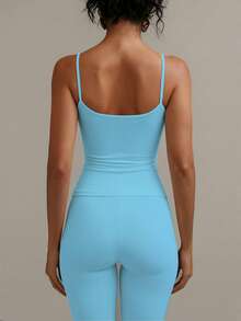 XLLAIS Women's Casual Versatile Solid Color Camisole Summer - Fluorescent Blue - View 2