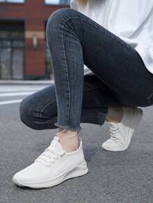 女士网面休闲鞋 轻便舒适平底鞋 步行鞋 跑步鞋 网球鞋 女士鞋 - 白色 - 查看 4