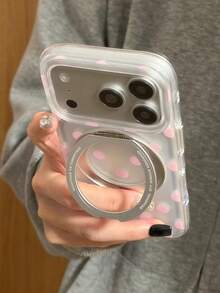 白色波点360度手机支架保护套，适用于 17，半透明磨砂表面，防摔保护壳，新款也适用于 16 Pro Max、15、14、13 - 白色 - 查看 3
