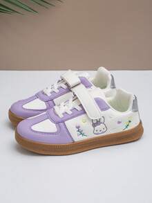 1 Pasang Sepatu Sneakers Kasual Bordir, Sepatu Modis dan Serbaguna untuk Anak Perempuan - Purple - View 5