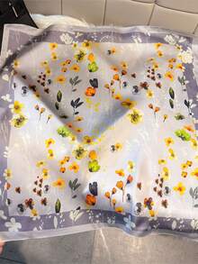 1条多功能优雅印花方巾，时尚高品质轻盈方巾，女士适用，春夏款 - 彩色 - 查看 3