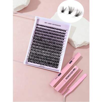 40pcs High Capacity Hot Melt Natural Looking Eyelashes, DIY Segmented False Eyelash Set For Beginners