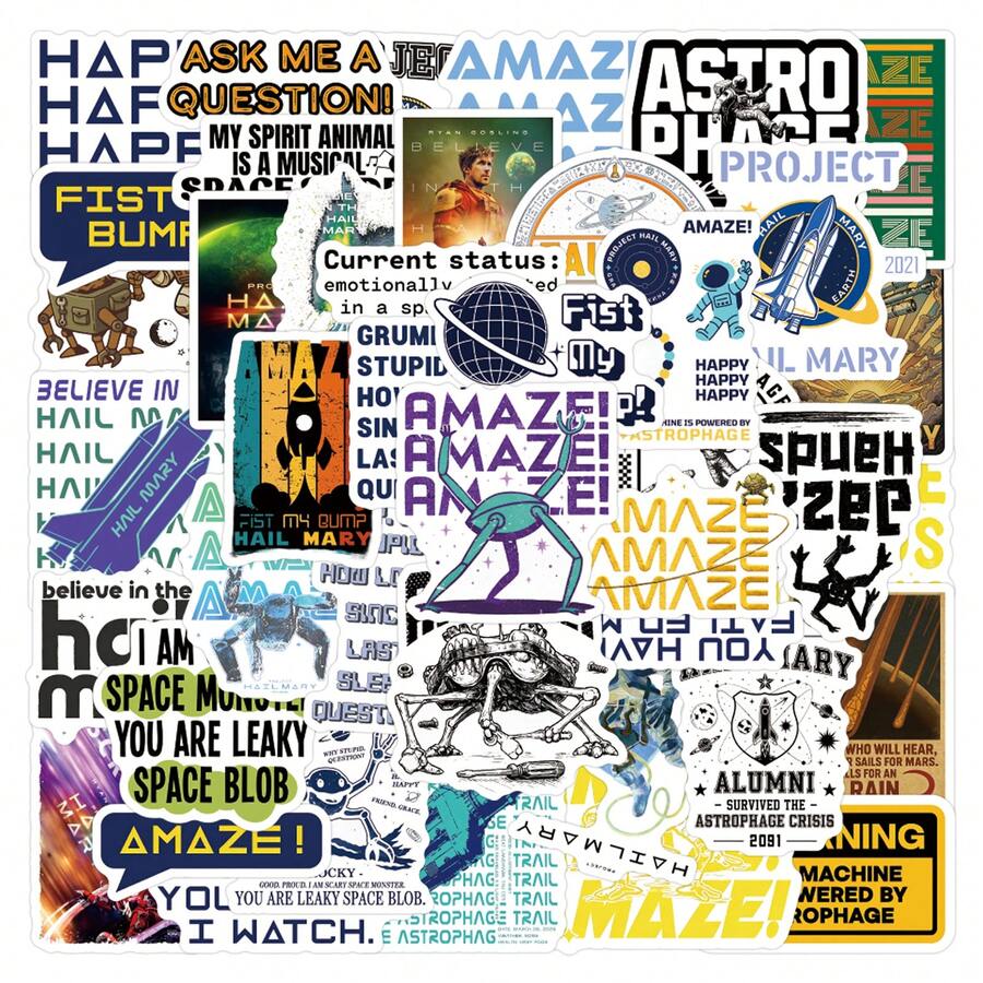 60 Project Hail Mary Vinyl Aesthetic Stickers, Suitable For Decorating Phones, Computers, Laptops, Cups, Suitcases, Etc., Add Color To Your Life With Stickers - Multicolor - View 1