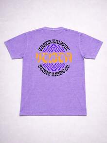 Stonewashed Basic Comfortable T-Shirt For Everyday Wear, Sizes PP To GG, Volcom Art Streetwear Urban Culture Street Fashion Street Graffiti Skater Skateboard Shirt Blouse Unisex Men's Women's 100% Cotton Top Premium Streetwear New Release Immediate Shipping Various Colors!! Plus Size - 紫色 - 查看 1