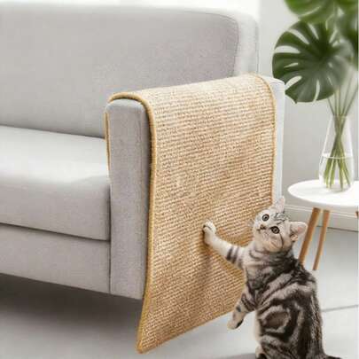 Carpet Cat Scratching Mat Sisal, Sisal Fabric Large 23.6" X 11.8" Scratching Pad For Indoor Cats With Adhesive Hook Loop Tape, Cat Scratching Rug Wall Scratchers For Indoor