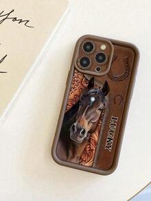 Funda protectora de teléfono gruesa, minimalista y antideslizante con diseño de caballo de dibujos animados pintado, compatible con iPhone 17/17 Pro Max, 16/16 Pro/16 Pro Max, 16 Plus, 15 XR/7/8, 15 Pro Max, 12 Pro Max, 13 Pro Max, 14 Pro Max, 13, 14, 11, 12, P14, P11, P12, XS, XR, 7/8P, 7/8G, ES2, teléfonos Redmi - Estilo 4 (1 pieza) - Ver 2