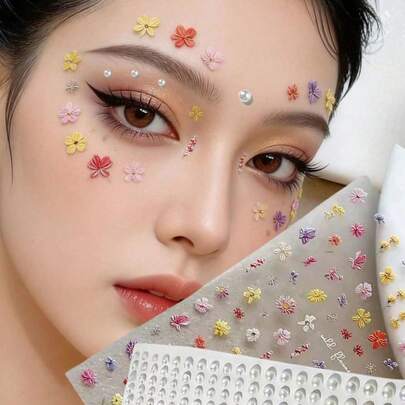 1 miếng dán đính đá hình cánh hoa nhiều màu sắc, miếng dán trang trí ảnh hoa mùa xuân nhiều màu sắc cho trang phục Hanfu, miếng dán trang điểm hoa nhiều màu, trang điểm nhanh chóng chỉ trong một giây, trang điểm nhẹ nhàng hàng ngày, miếng dán đính đá tự dính trang trí sáng tạo.