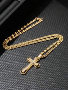 1 chiếc mặt dây chuyền hình thánh giá Kitô giáo bằng thép không gỉ mạ vàng, dành cho nam giới theo đạo Công giáo. - vòng cổ - Xem 5