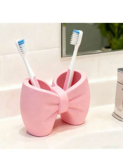Cross-Border Hot Selling Bow Toothbrush Holder, Bathroom Vanity Toothbrush & Toothpaste Organizer Stand, 3D Printed Storage Rack