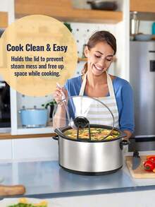1 Pc Slow Cooker Lid Holder / Universal Rice Cooker Lid Storage Rack No Hand Washing Required - Black - View 6